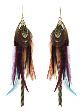Earrings - Feathers and thin chains.