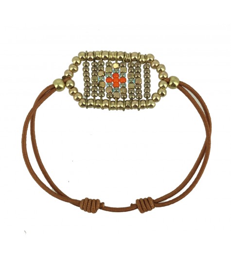 Bracelet - Barrette de perles motif ethnique.