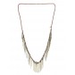 Long Necklace - Beads chain with thin chain tassels.