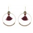 Earrings - Circles with pompom and faceted beads.