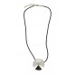 Stainless Steel Necklace - Mirror disc set on leather lace.
