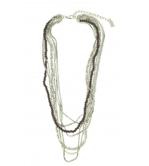 Collier - Multirangs perles facettes et chaines