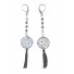 Boucles d'oreilles - Disque motif fleurs en filigrane pendante avec pompon.