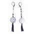 Boucles d'oreilles - Disque motif fleurs en filigrane pendante avec pompon.