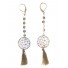 Boucles d'oreilles - Disque motif fleurs en filigrane pendante avec pompon.