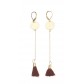 Boucles d'oreilles - Rosace pendante avec pompon.