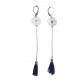 Boucles d'oreilles - Rosace pendante avec pompon.