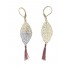 Earrings - Filigree leaf with pompom charm.