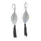 Earrings - Filigree leaf with pompom charm.