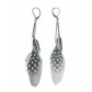 Earrings - Metallic feathers with dotted feathers.