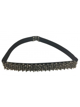 Belt - Thin elastic with faceted beads bar decoration.