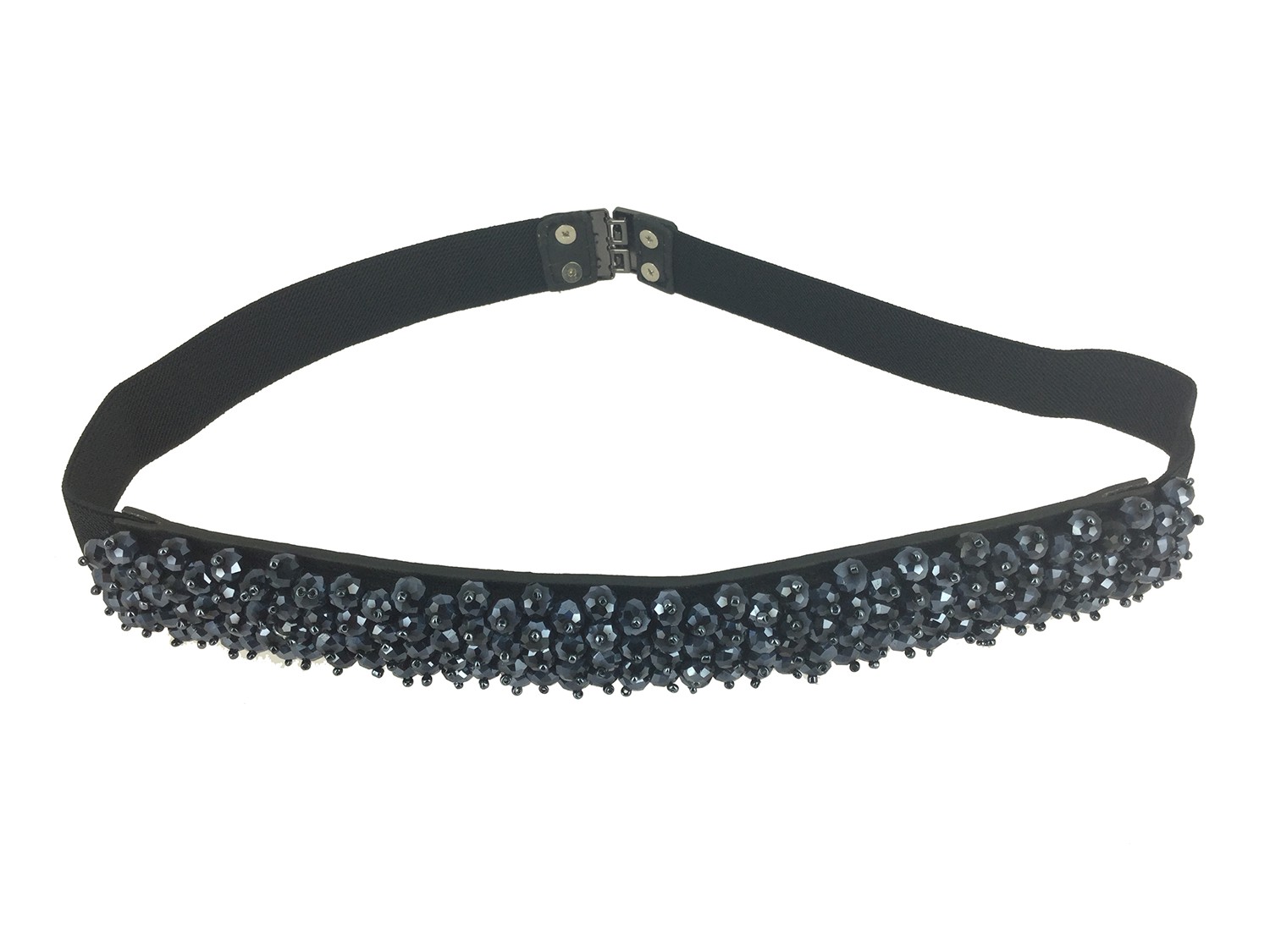 Ceinture - Élastique fine avec barre de perles à facettes.