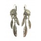 Earrings - Indian crest with metallic feathers.
