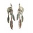 Earrings - Indian crest with metallic feathers.