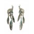 Earrings - Indian crest with metallic feathers.