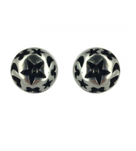 Earrings - Sphere with star motif and rhinestone.