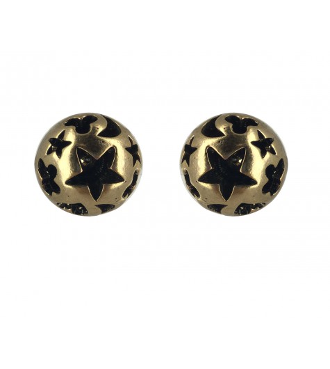 Earrings - Sphere with star motif and rhinestone.