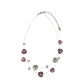 Necklace - Small flowers and rhinestones set on cables.