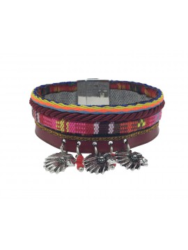 Bracelet - Thin multi rows with indian heads charms.