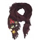 Sqaure scarf - Various patches and fringe decoration.