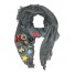 Sqaure scarf - Various patches and fringe decoration.