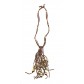Long Necklace - Leather look with big metal beads.