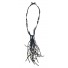 Long Necklace - Leather look with big metal beads.