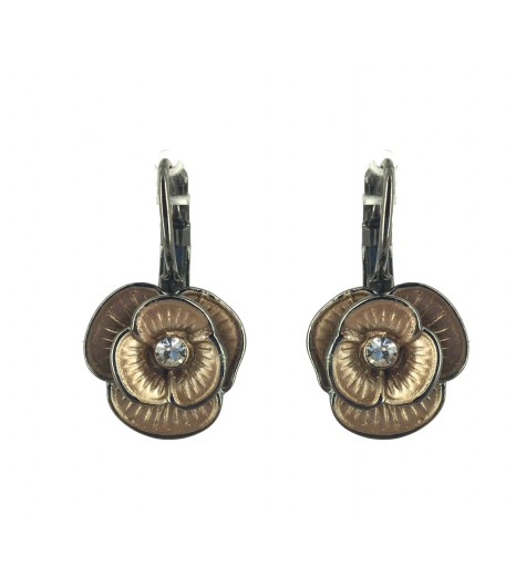 Earrings - Small flowers with rhinestone.