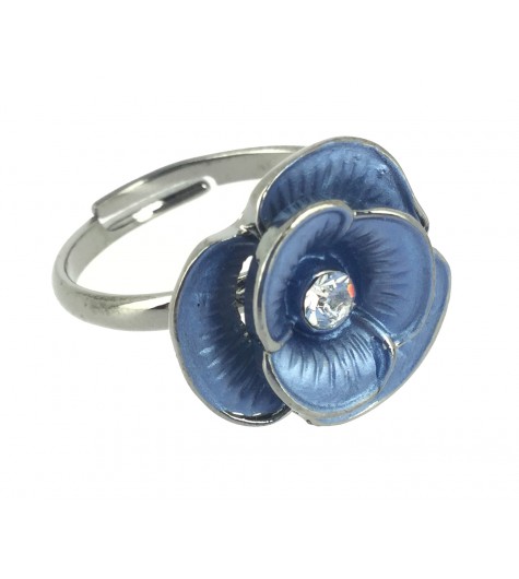Ring - Small flowers with rhinestone.