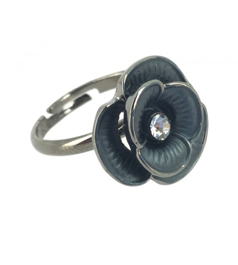 Ring - Small flowers with rhinestone.
