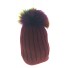 Bobble hat - Rib knit with fur pom pom.