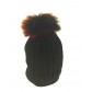 Bobble hat - Rib knit with fur pom pom.