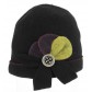 Bonnet laine fleur + bouton grillage