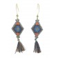 Earrings - Diamond beads with pom pom charm.