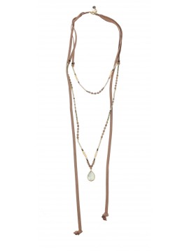 Collier Long - Cordons façon cuir avec pierres variées.