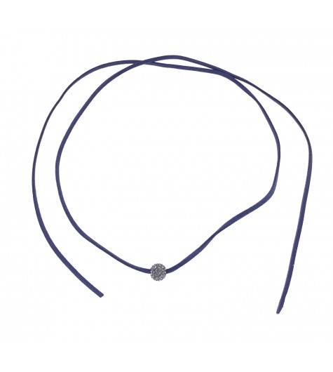 Collier - Cordon coloré avec sphère strass.