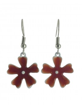 Earrings - Enamelled flowers with gemstones.