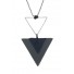 Long Necklace - Metal and fabric triangles charm.