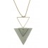 Long Necklace - Metal and fabric triangles charm.