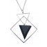 Necklace - Geometric shapes with fabric triangle within.