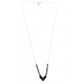 Long Necklace - V shaped enamelled charm.