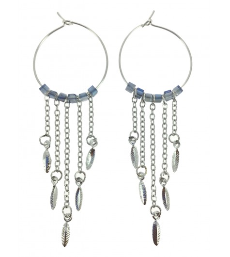 Earrings - Circles with faceted beads and chains.