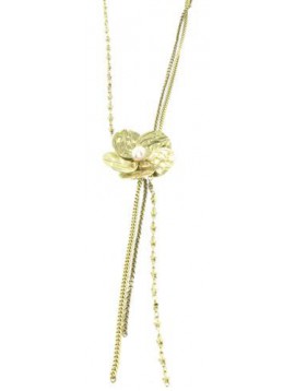 Collier - fleur en métal perle, chaine étoile et double chaine