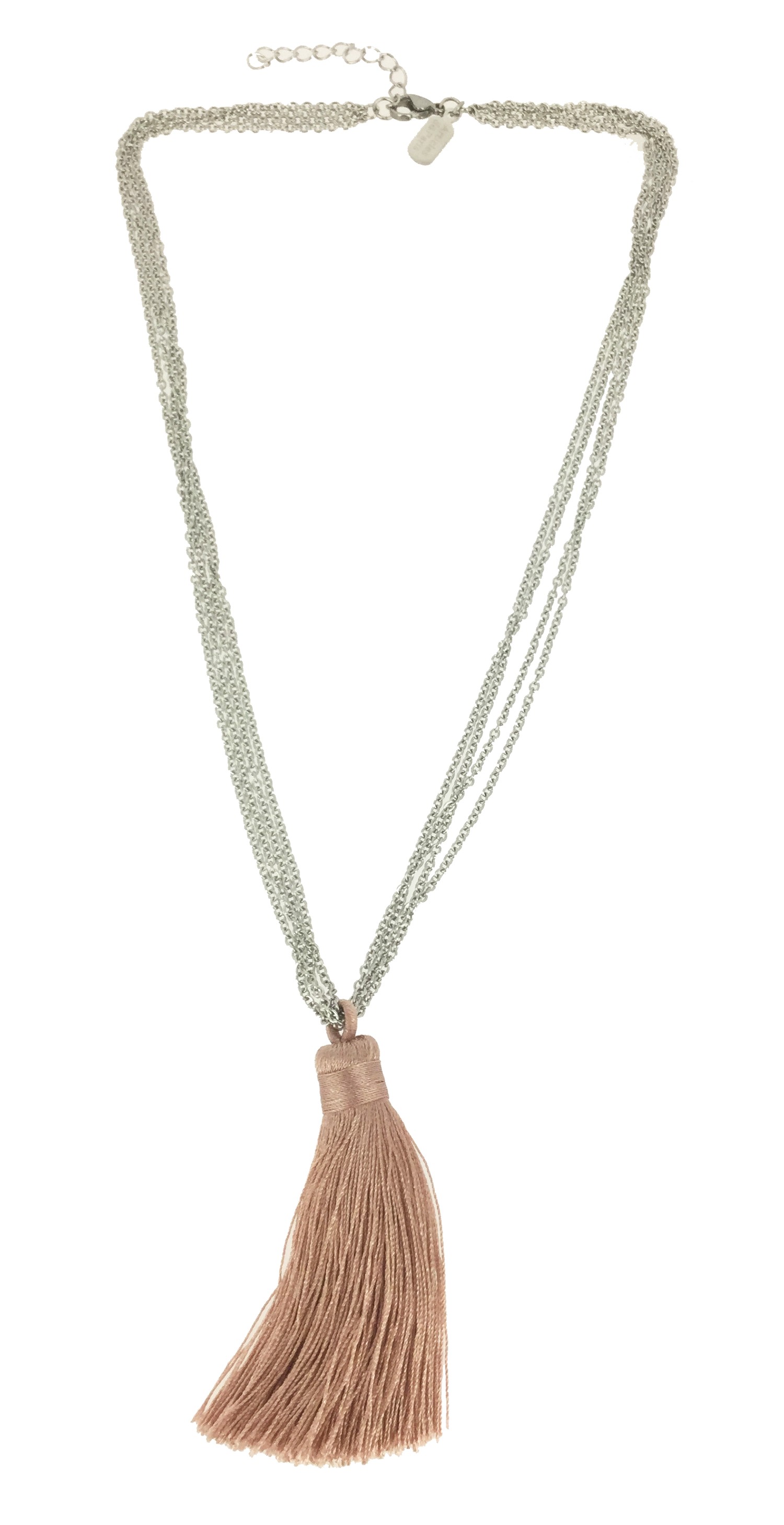 Collier Acier - Multichaînes avec pompon.