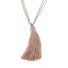 Stainless Steel Necklace - Multichains with pom pom charm.