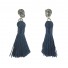 Stainless Steel Earrings - Plain color pom pom with rhinestone.