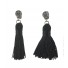 Stainless Steel Earrings - Plain color pom pom with rhinestone.