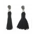 Boucles d'oreilles Acier  - Pompon et strass.