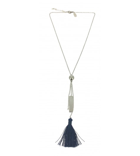 Stainless Steel Necklace - Plain color pom pom with sphere and shaft.