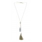 Stainless Steel Necklace - Plain color pom pom with sphere and shaft.